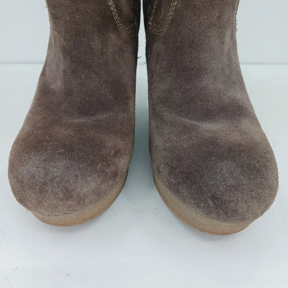 Diesel Unkle Jessy Brown Suede Wedge Ankle Boots Size 39 Platform